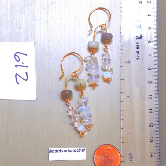 earrings  612# bohemian earrings Cloud Amazonite gemstone earrings opal glass e - Picture 4 of 5